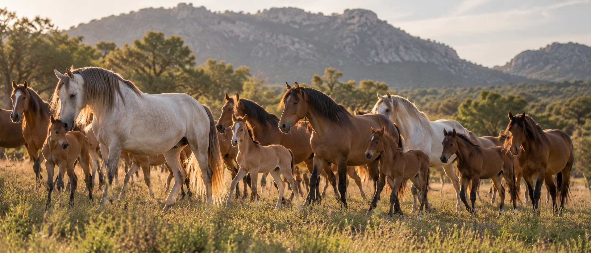 Young horses growing together